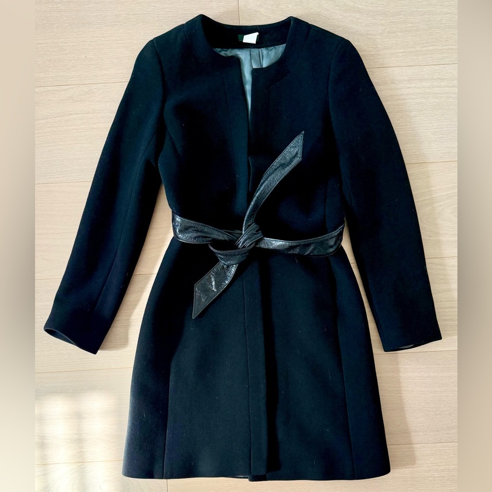 J.Crew Rare Collection Wool Coat with Leather Belt